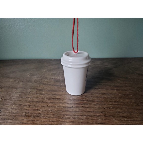 2014 Starbucks Ceramic White Coffee Cup Tumbler Ornament - Picture 3 of 7